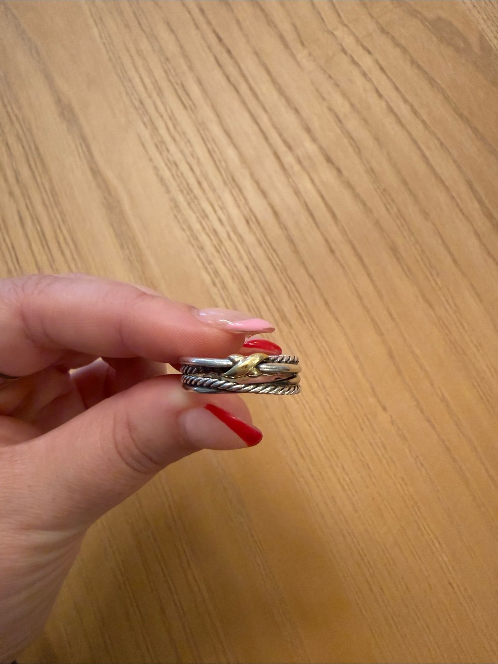 David Yurman Two-Tone Knot Stackable Ring - Gold and Silver size 8